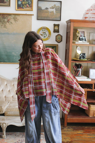 Kenna Plaid Poncho Top
