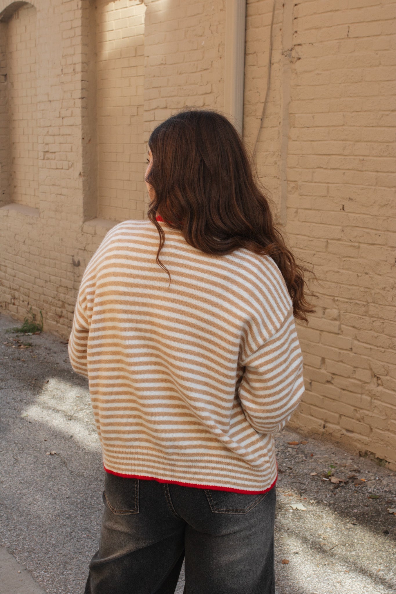 Auri Striped Contrast Button Down Cardigan