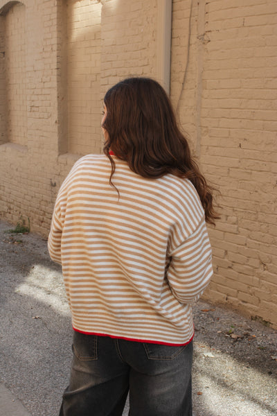 Auri Striped Contrast Button Down Cardigan