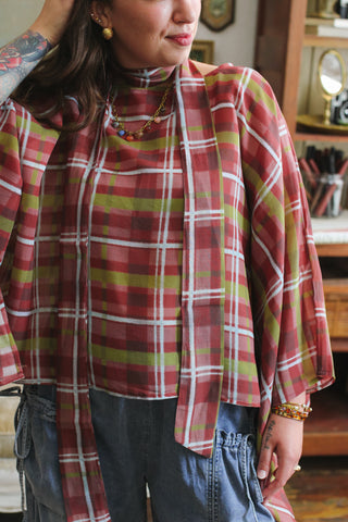 Kenna Plaid Poncho Top