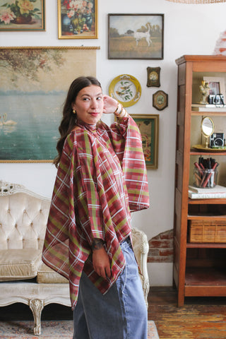 Kenna Plaid Poncho Top