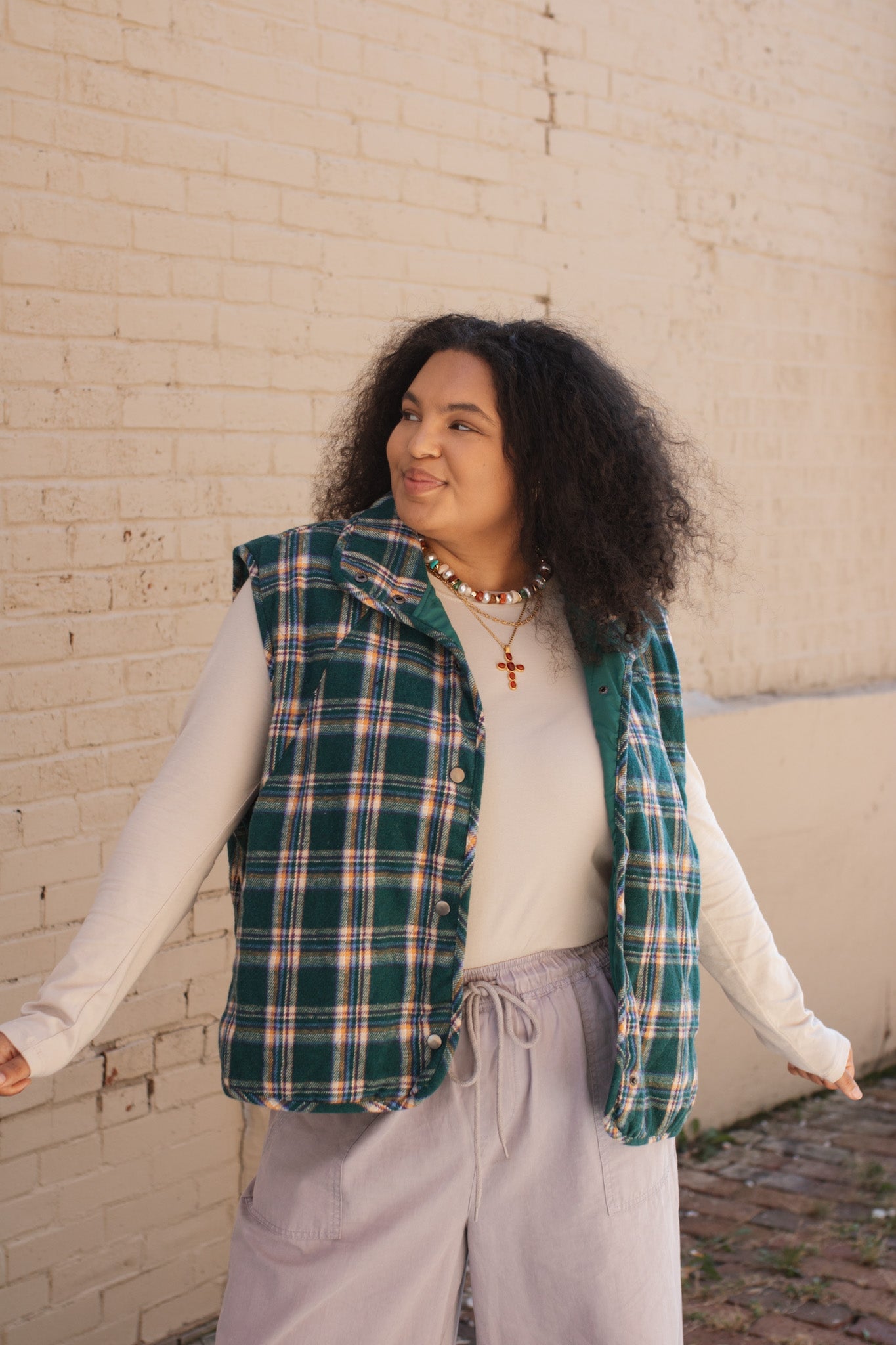 Emery Snap Button High Neck Vest