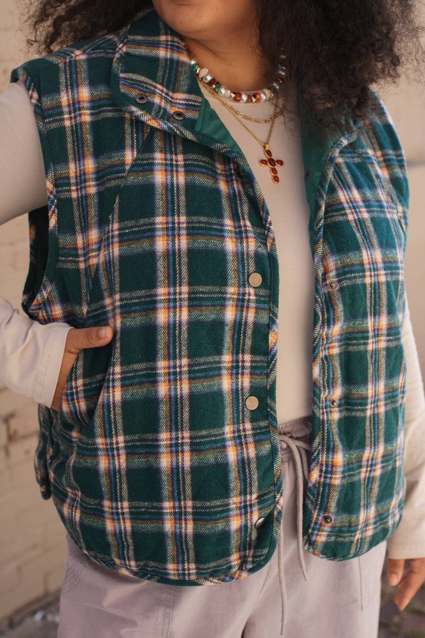 Emery Snap Button High Neck Vest