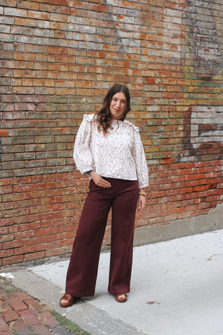 Ava Vintage Floral Button Down Blouse