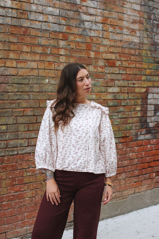 Ava Vintage Floral Button Down Blouse