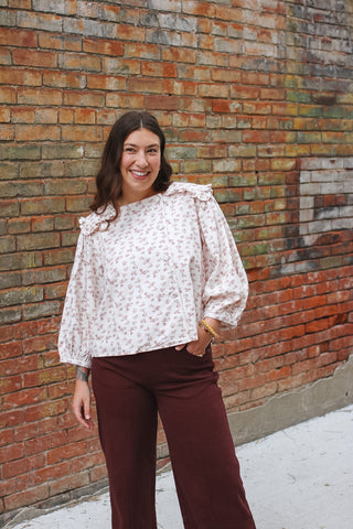 Ava Vintage Floral Button Down Blouse
