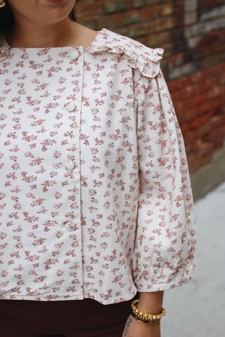 Ava Vintage Floral Button Down Blouse