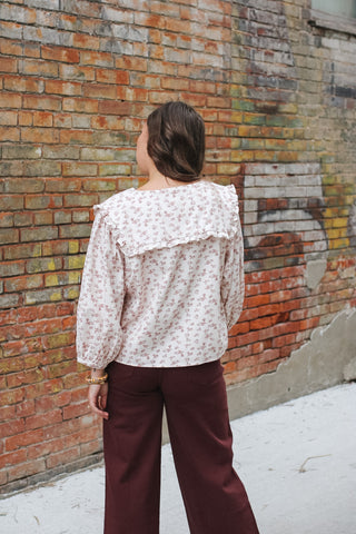 Ava Vintage Floral Button Down Blouse
