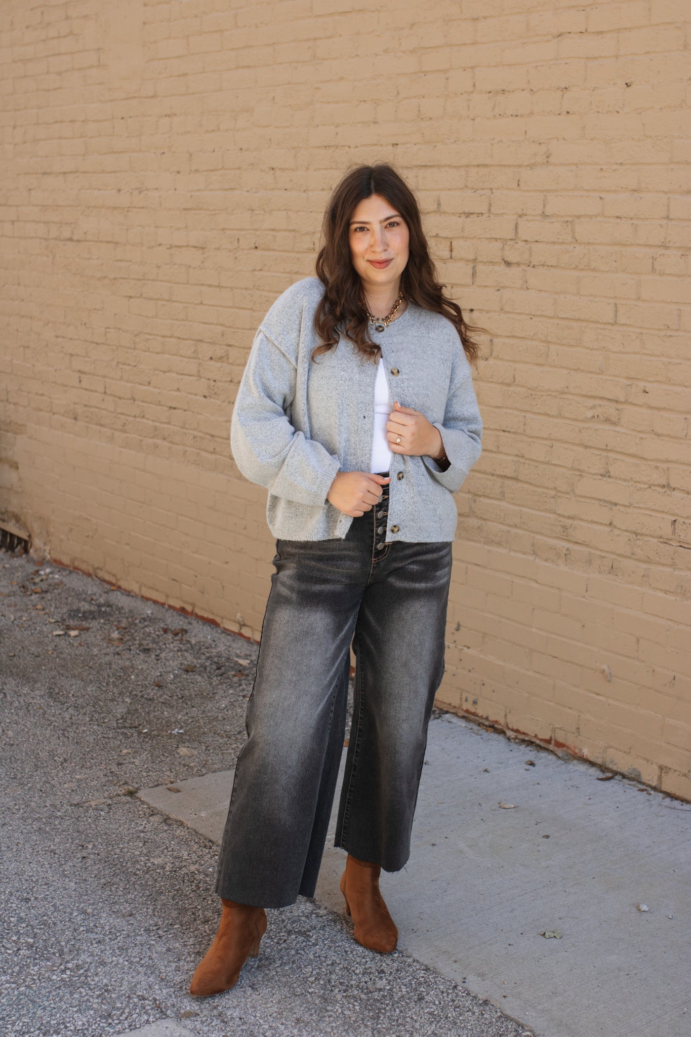 Hazel Button Down Cardigan Sweater - Heather Gray