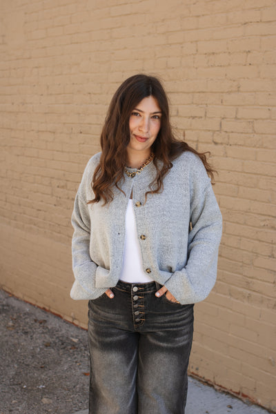 Hazel Button Down Cardigan Sweater - Heather Gray
