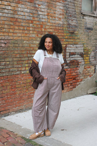 Hollis Striped Barrel Overalls