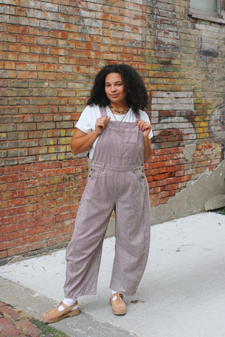 Hollis Striped Barrel Overalls