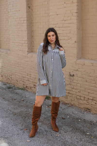 Emery Striped Shirt Dress