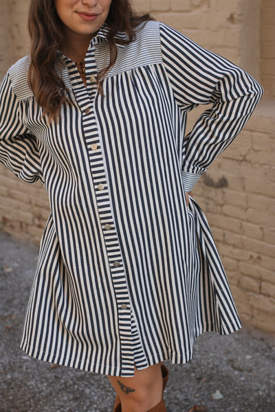 Emery Striped Shirt Dress