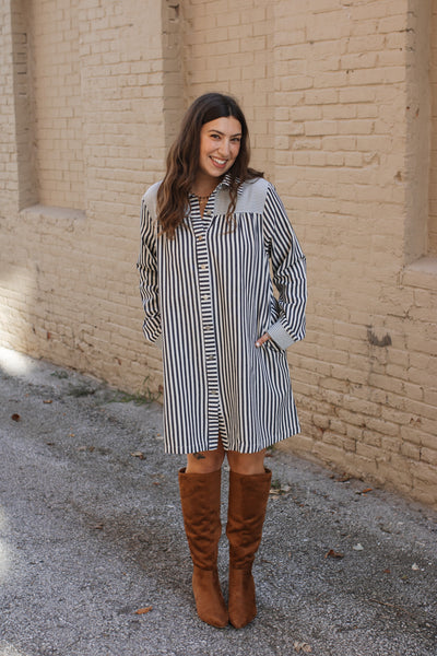 Emery Striped Shirt Dress