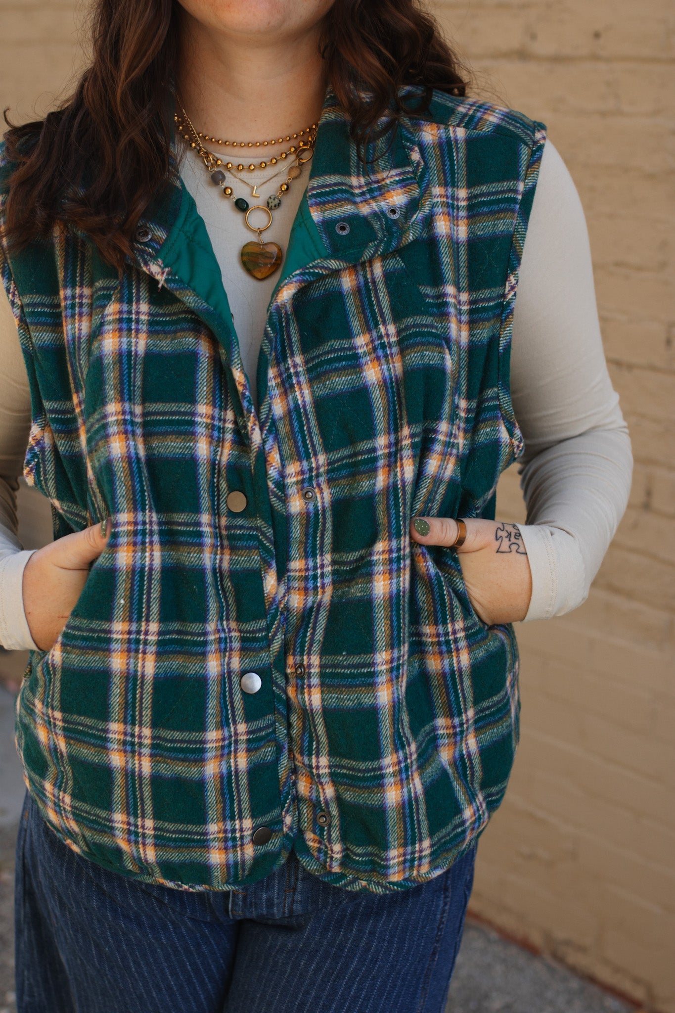 Emery Snap Button High Neck Vest