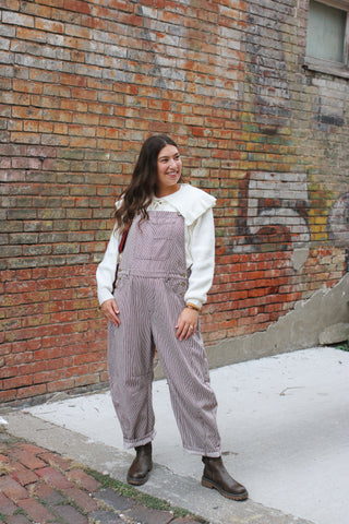 Hollis Striped Barrel Overalls