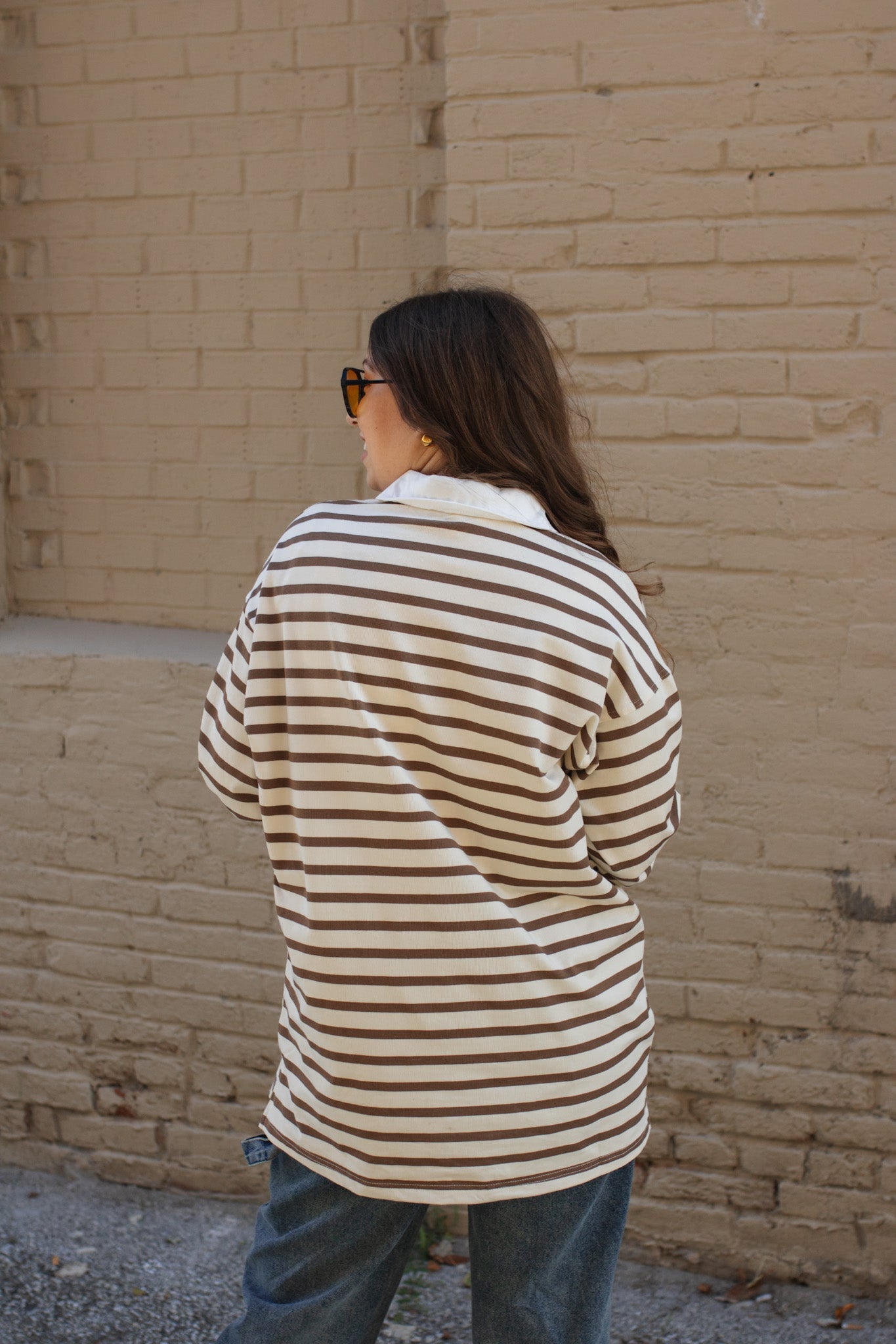 Romy Striped Knit Polo Top