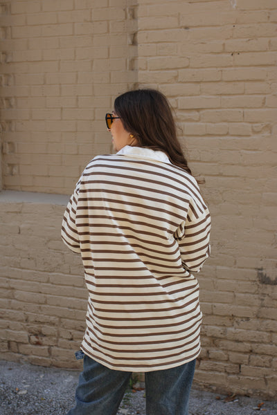 Romy Striped Knit Polo Top