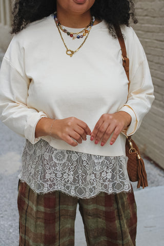 Rylie Lace Trim Long Sleeve Tee