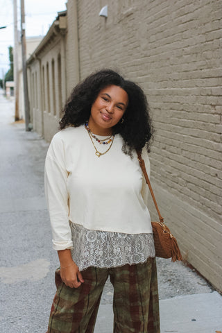 Rylie Lace Trim Long Sleeve Tee