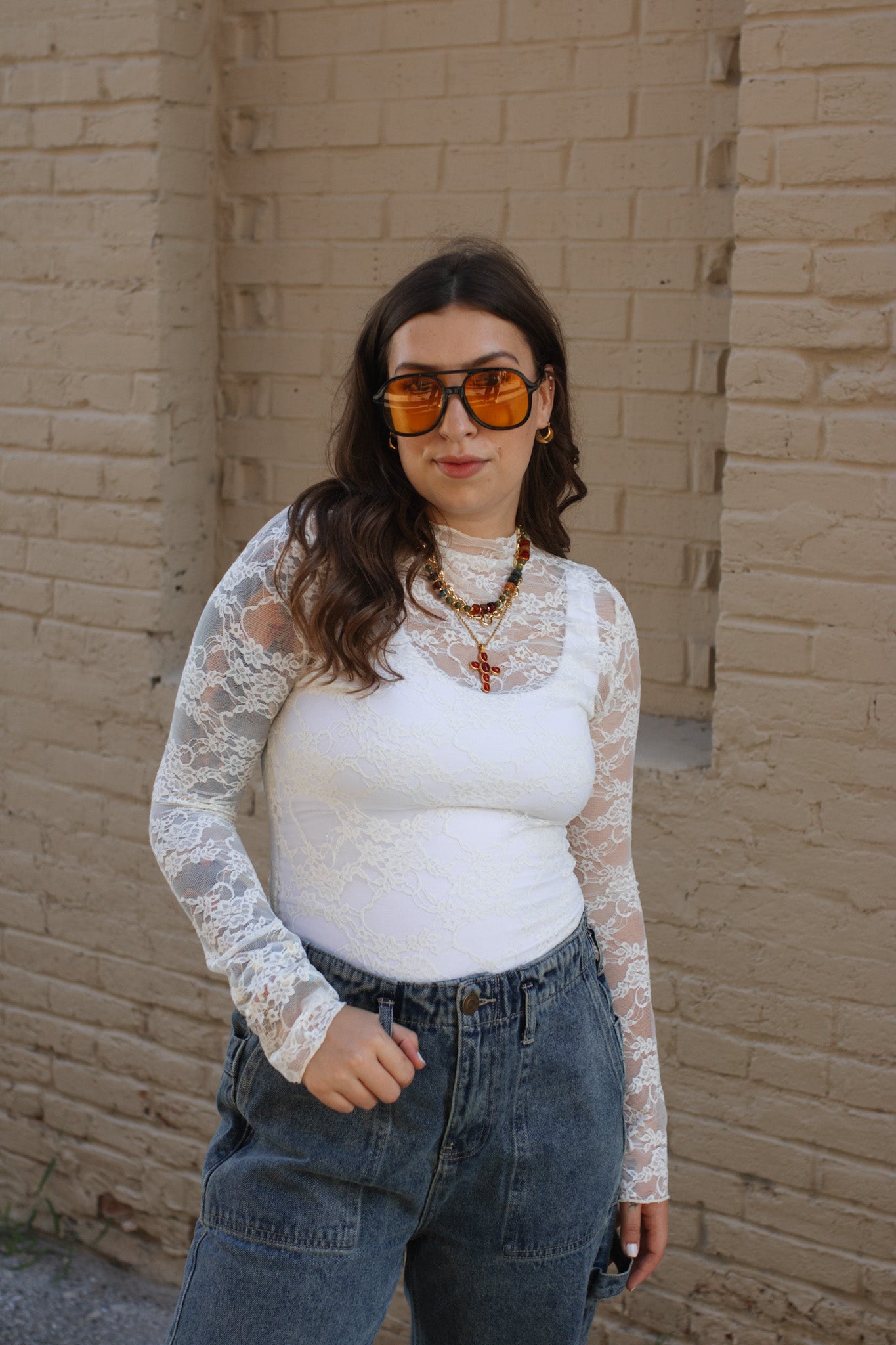 Isla Sheer Floral Mock Neck Top