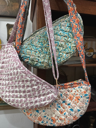 Quilted Block Print Sling Bag