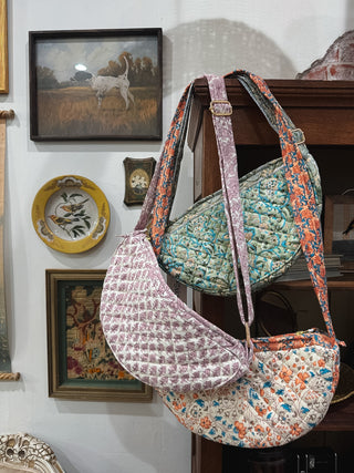 Quilted Block Print Sling Bag
