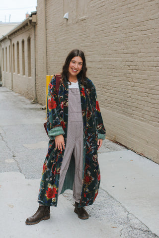 Quincy Floral Velvet Long Duster