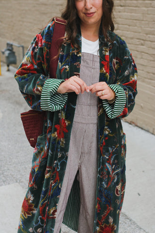 Quincy Floral Velvet Long Duster