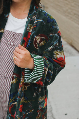 Quincy Floral Velvet Long Duster