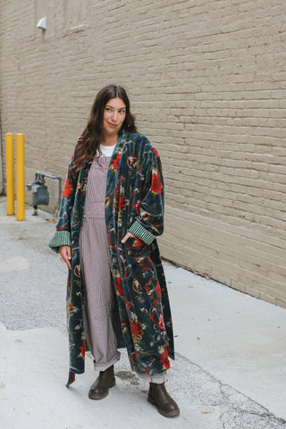Quincy Floral Velvet Long Duster