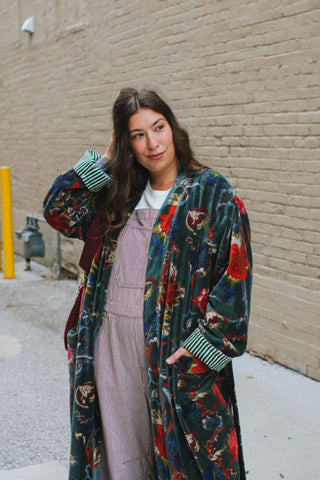 Quincy Floral Velvet Long Duster