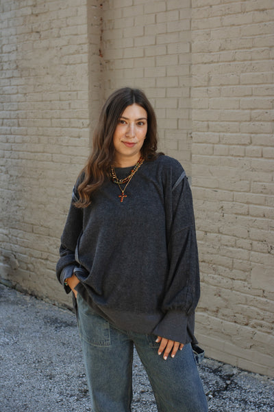 Carly Oversized Fleece Sweatshirt - Charcoal