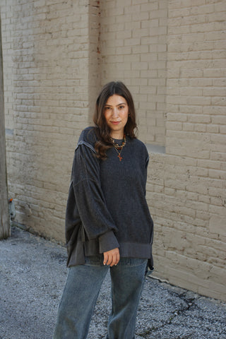 Carly Oversized Fleece Sweatshirt - Charcoal