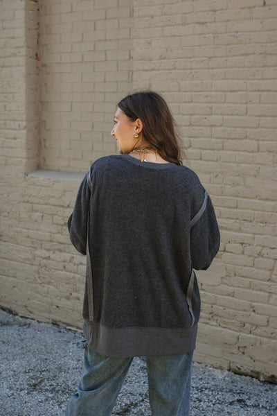 Carly Oversized Fleece Sweatshirt - Charcoal