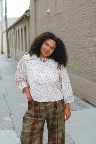 Ava Vintage Floral Button Down Blouse