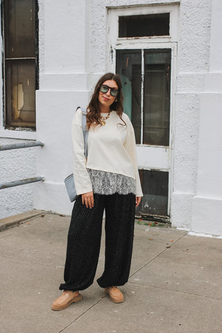 Raegan Micro Floral Ribbed Knit Joggers
