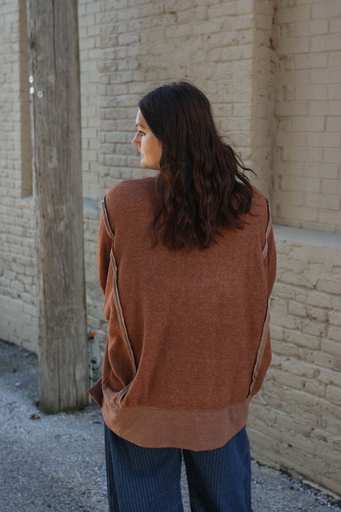 Carly Oversized Fleece Sweatshirt - Chestnut