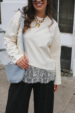 Rylie Lace Trim Long Sleeve Tee