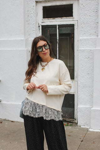 Rylie Lace Trim Long Sleeve Tee