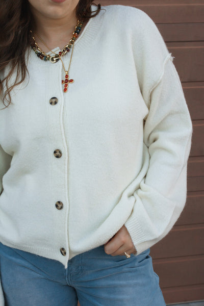 Hazel Button Down Cardigan Sweater - Cream
