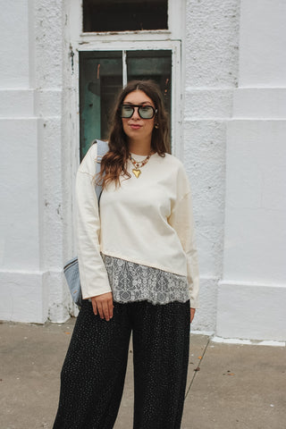 Rylie Lace Trim Long Sleeve Tee