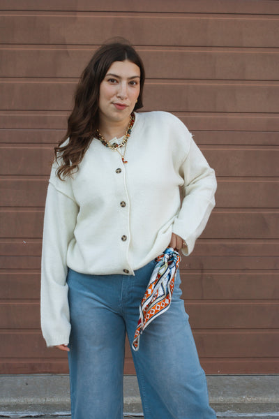 Hazel Button Down Cardigan Sweater - Cream