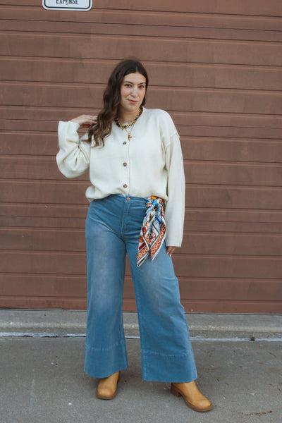 Hazel Button Down Cardigan Sweater - Cream