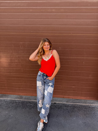 Drew Ribbed Lace Tank