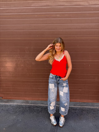 Drew Ribbed Lace Tank