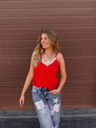 Drew Ribbed Lace Tank