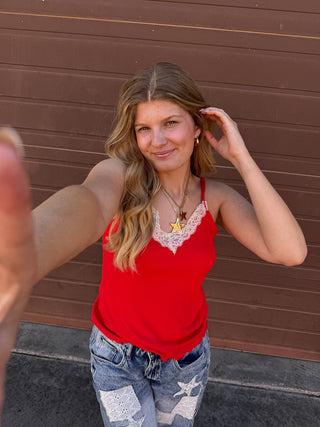 Drew Ribbed Lace Tank