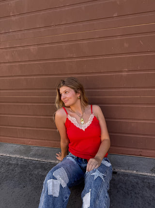 Drew Ribbed Lace Tank